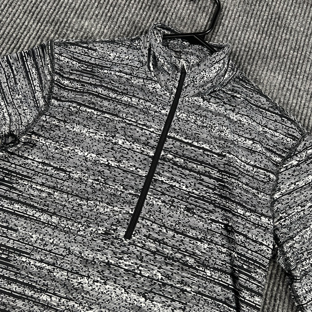 Nike Dri Fit Shirt Womens Large Black Gray Stripe Long Sleeve Running 1/4 Zip